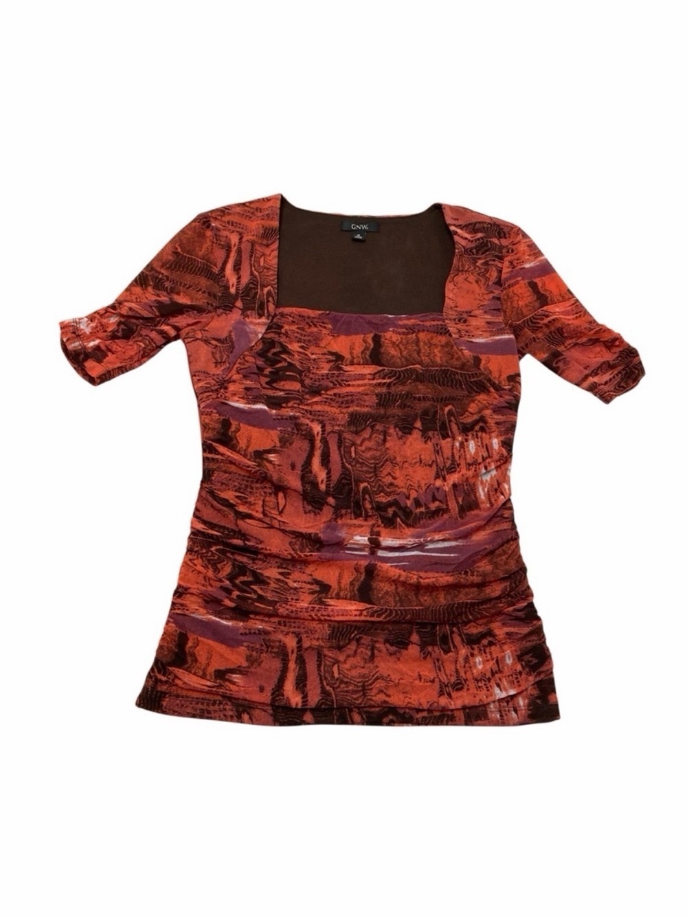 Vintage Y2K Gauzy Abstract Ruched Draped Top Women’s Medium Grunge 2000s